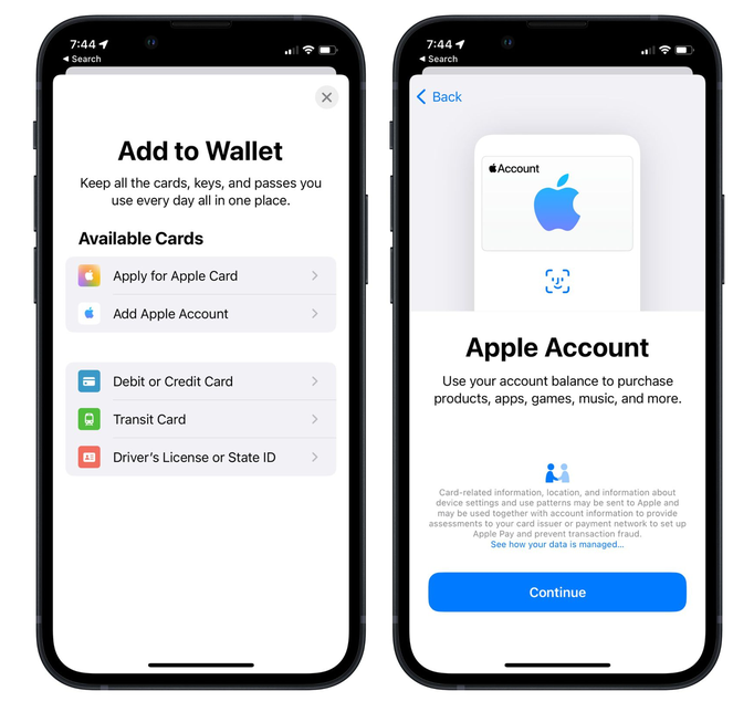 盐亭苹果手机维修分享iOS 15.5钱包App如何添加 Apple 账户 
