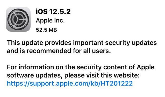 盐亭苹果手机维修分享iOS12.5.2发布，建议所有老苹果用户安装 